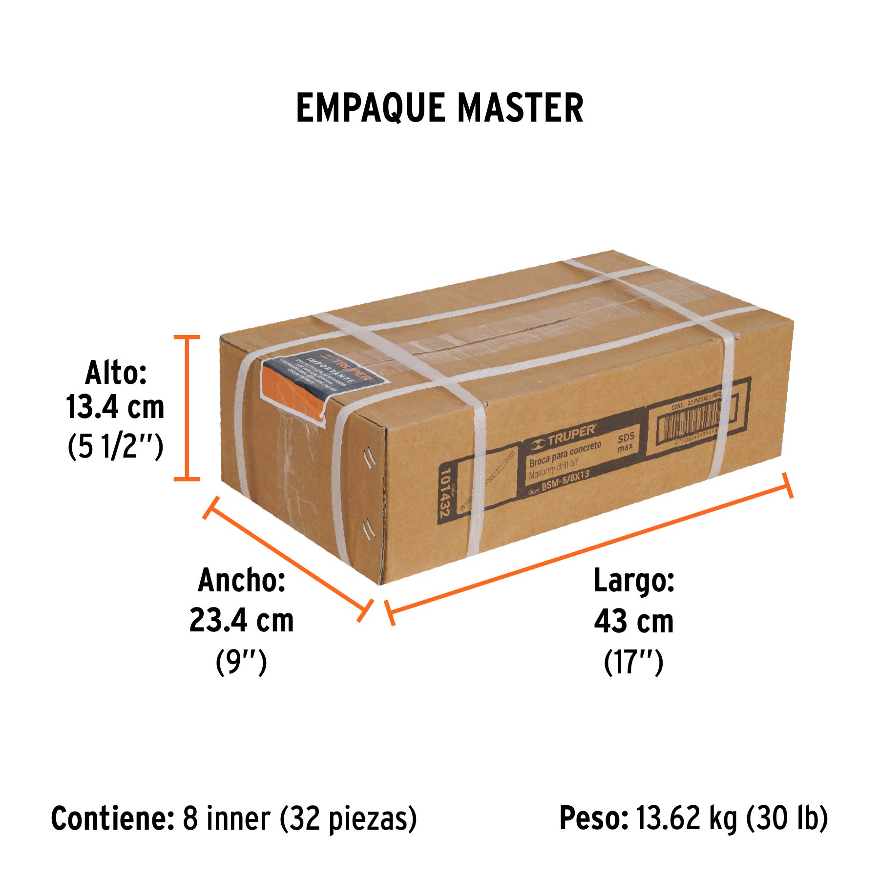 Broca SDS Ma x de 5/8 x Truper 13"
