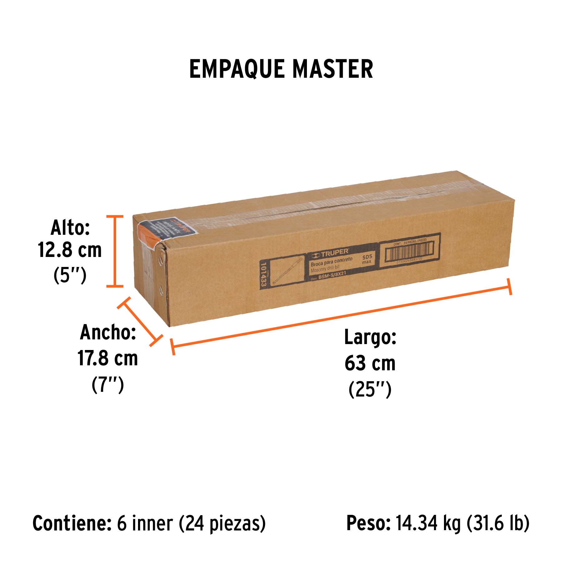 Broca SDS Ma x de 5/8 x Truper 21"