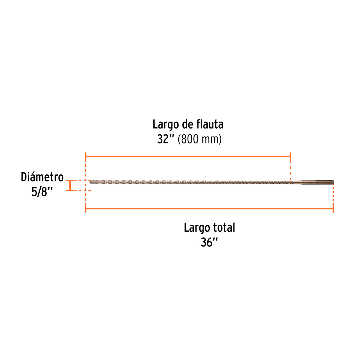 Broca SDS Ma x de 5/8 x 36', Truper