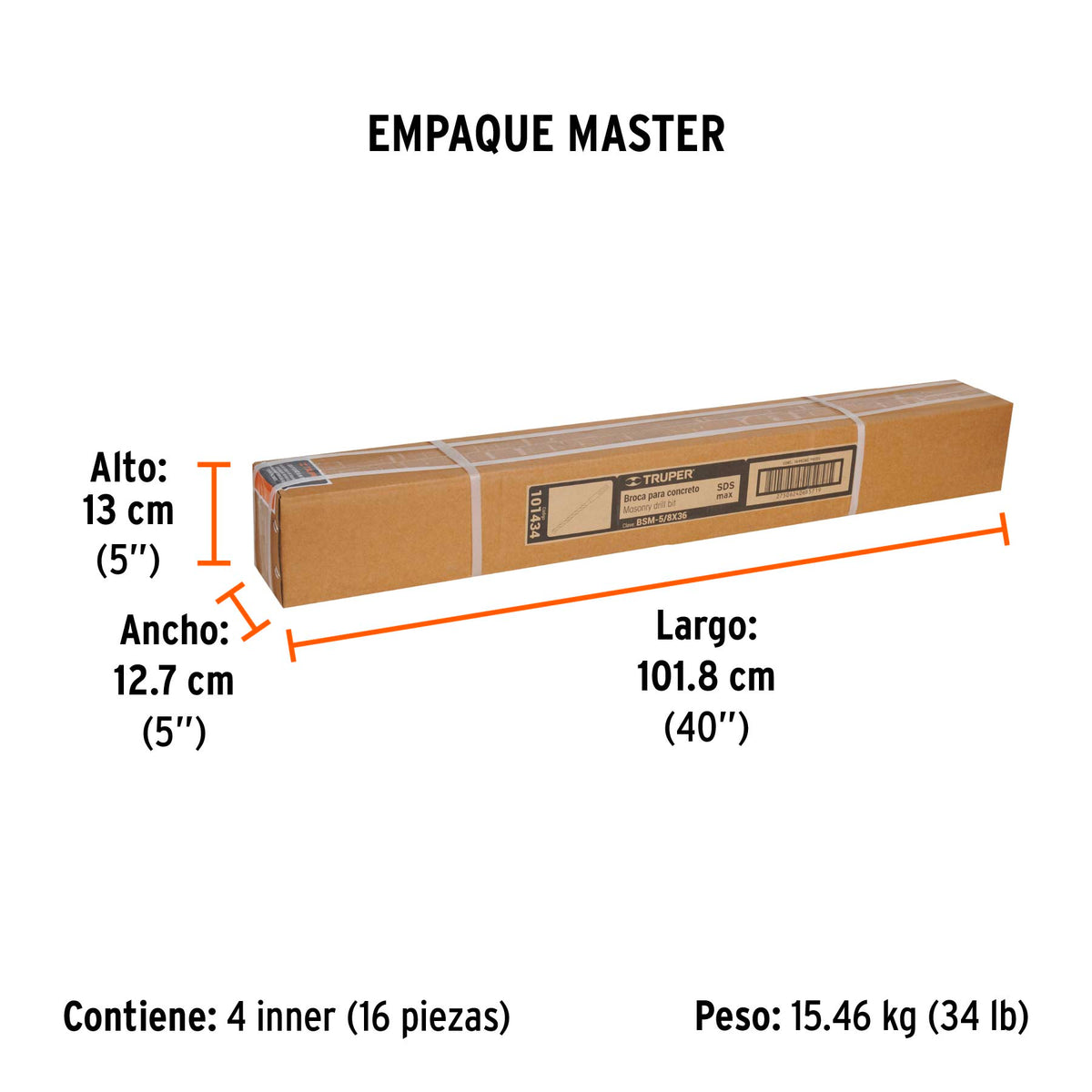 Broca SDS Ma x de 5/8 x 36', Truper