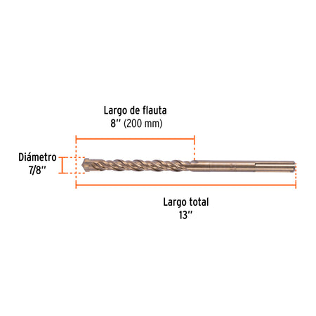 Broca SDS Ma x de 7/8 x Truper 13"