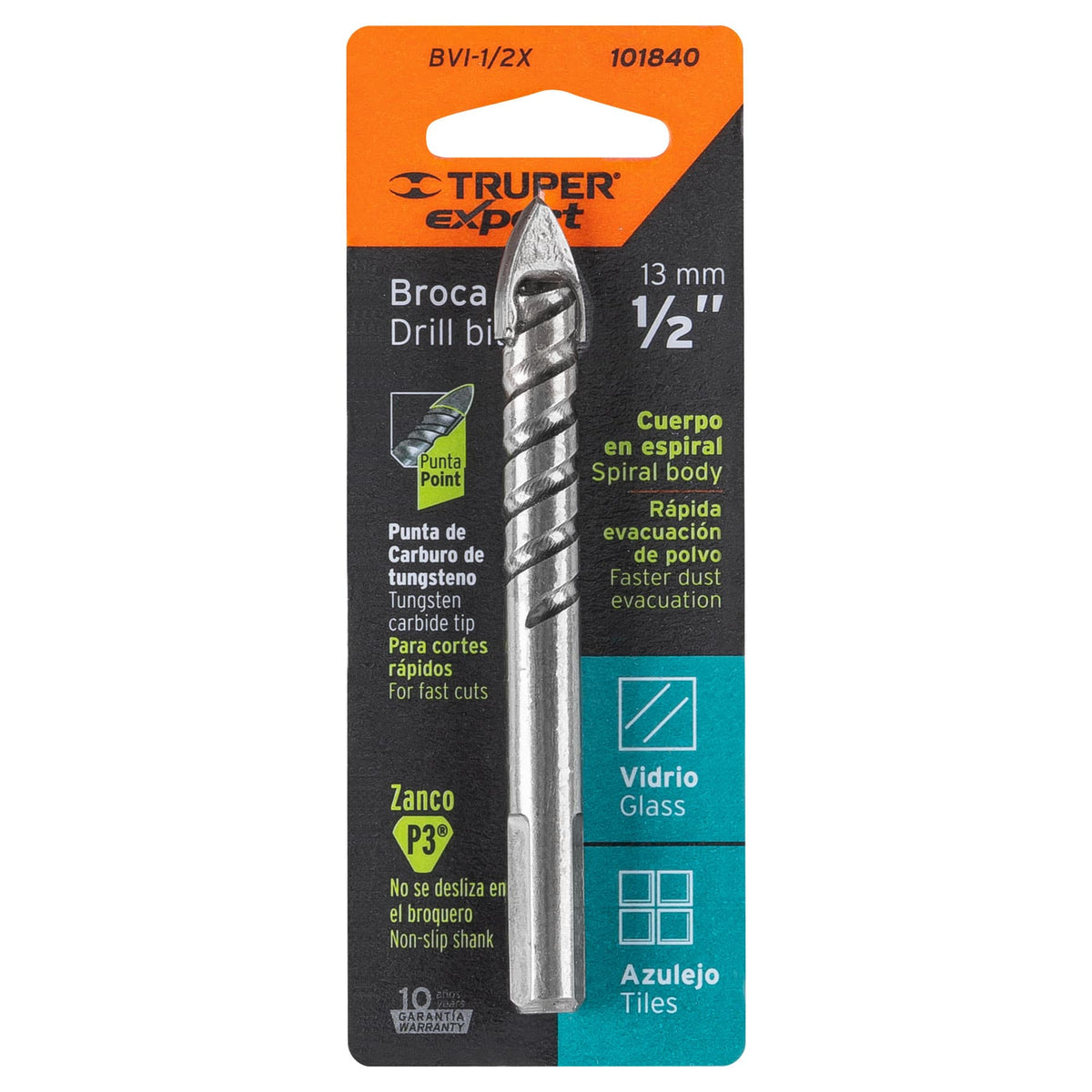 Broca para vidrio y azulejo Truper Expert 1/2"