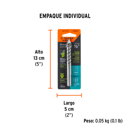 Broca para vidrio y azulejo Truper Expert 1/2"