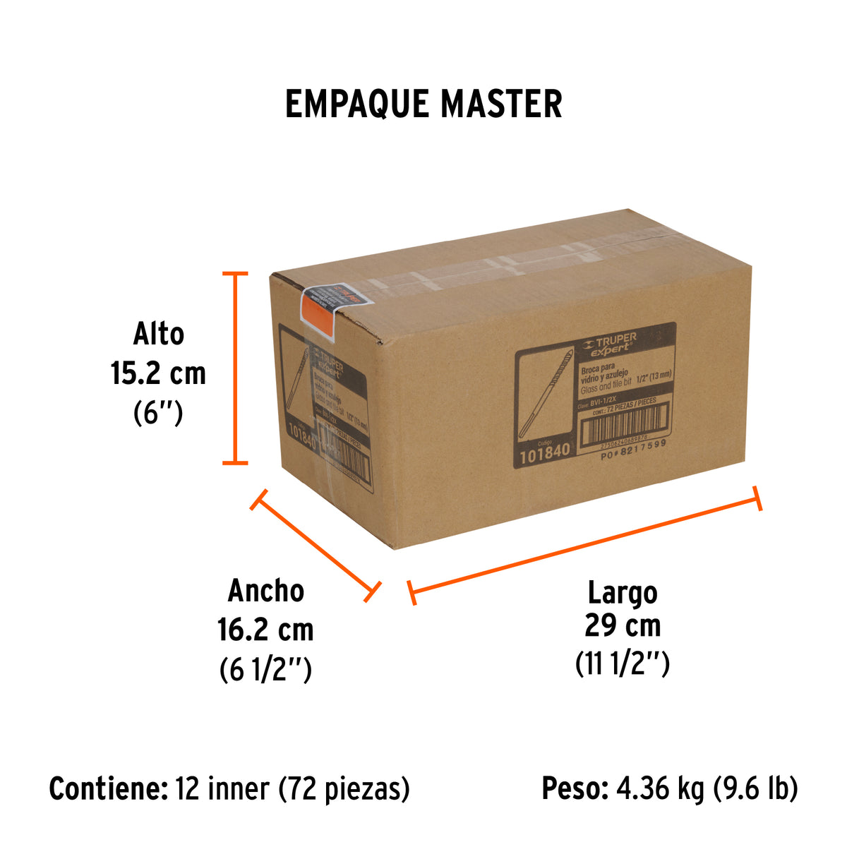Broca para vidrio y azulejo Truper Expert 1/2"