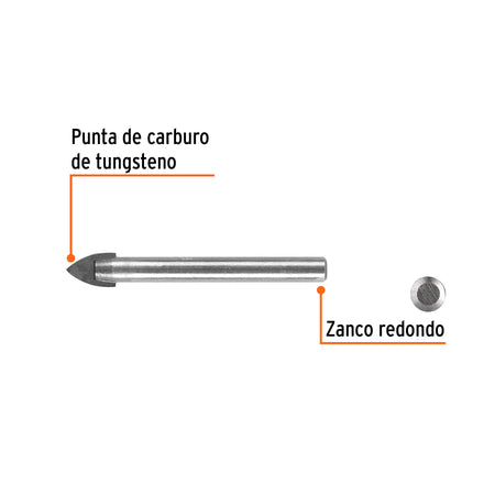 Broca para vidrio y azulejo de Truper 1/2"