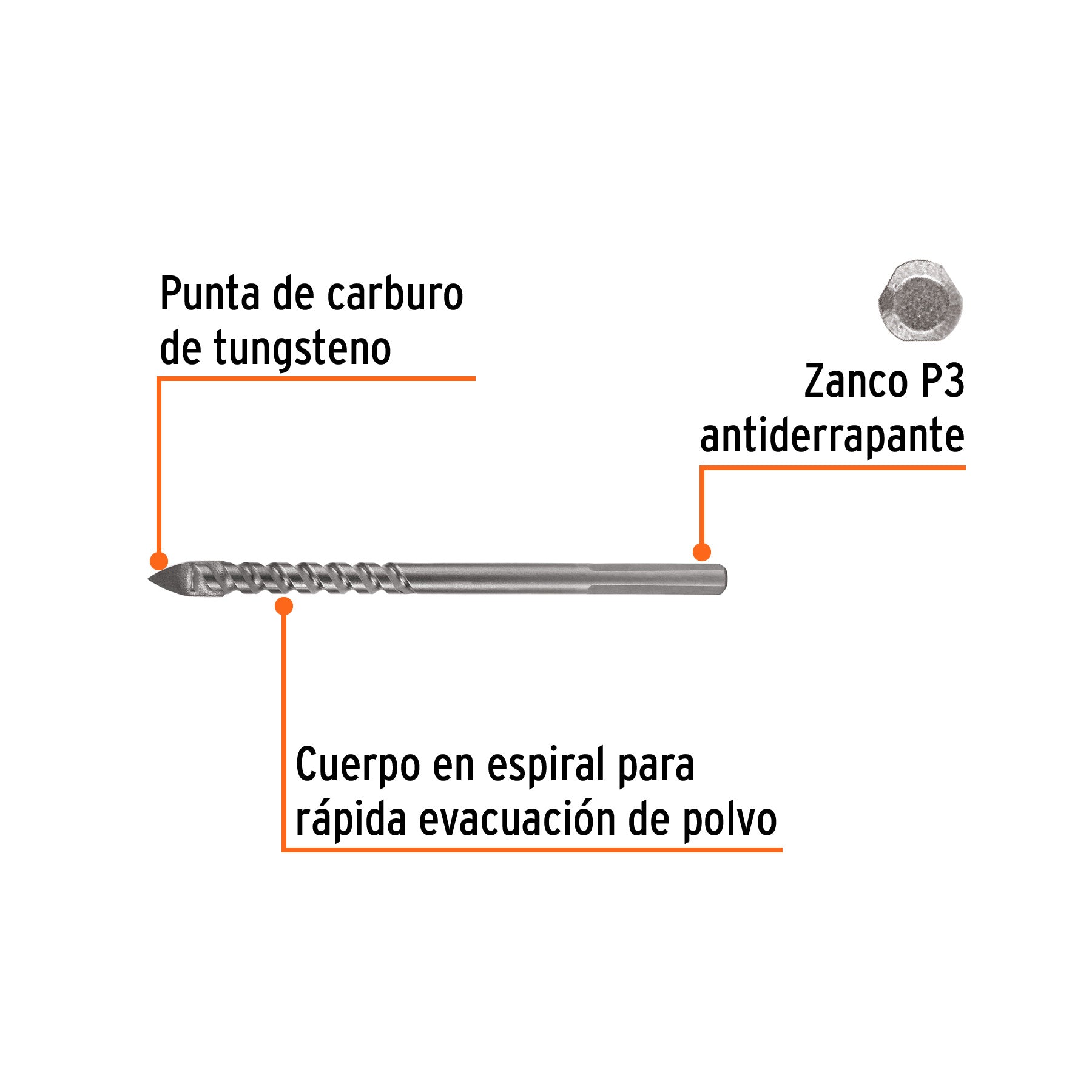 Broca para vidrio y azulejo Truper Expert 1/4"