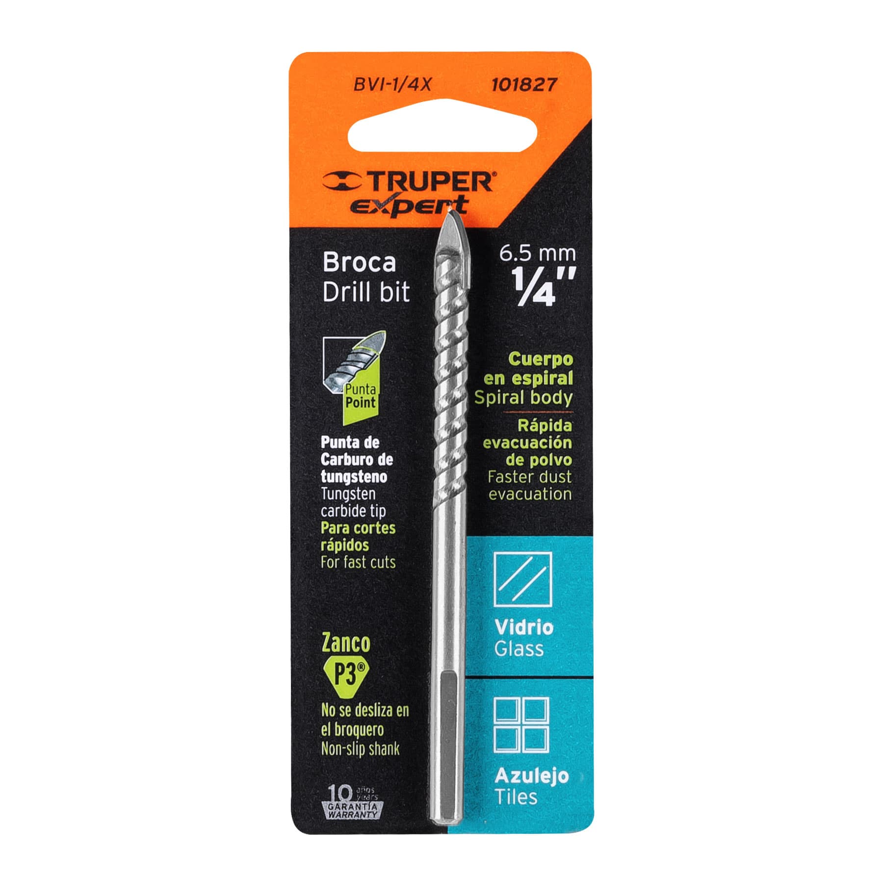 Broca para vidrio y azulejo Truper Expert 1/4"