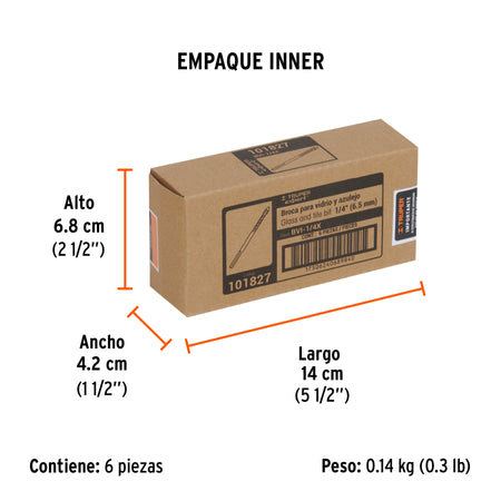 Broca para vidrio y azulejo Truper Expert 1/4"