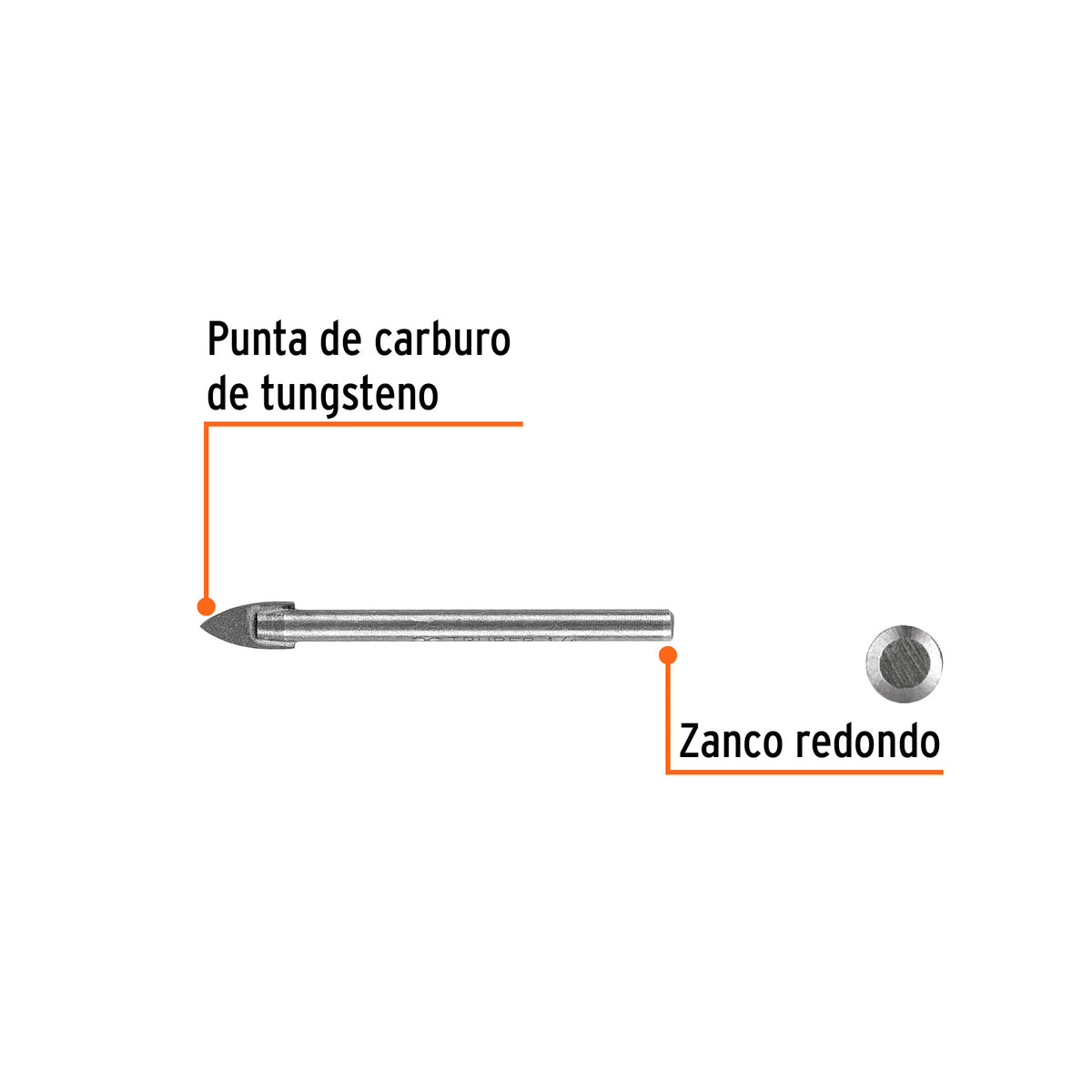 Broca para vidrio y azulejo de Truper 1/4"