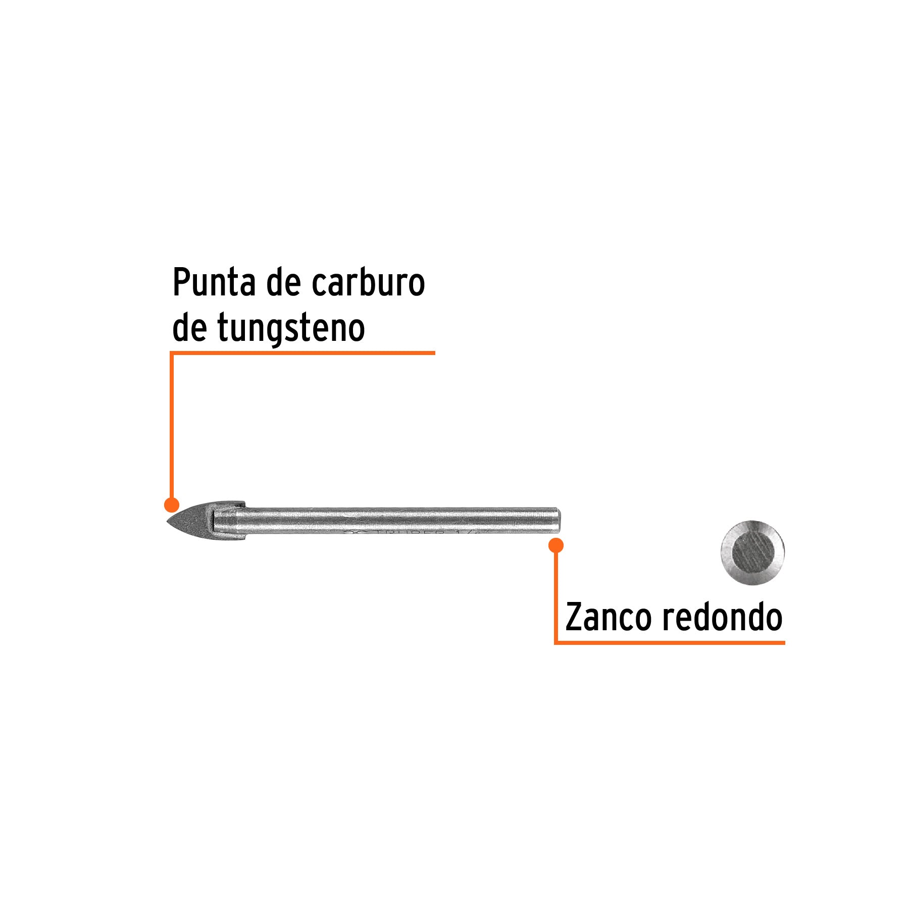 Broca para vidrio y azulejo de Truper 1/4"