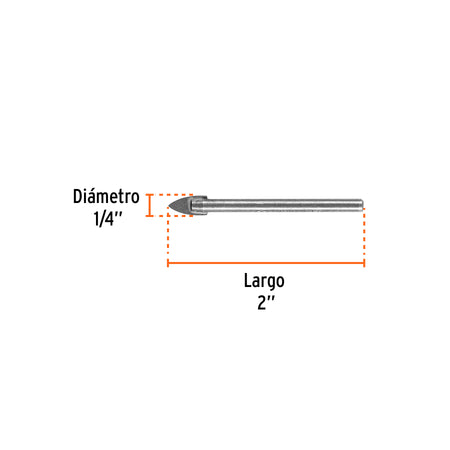 Broca para vidrio y azulejo de Truper 1/4"