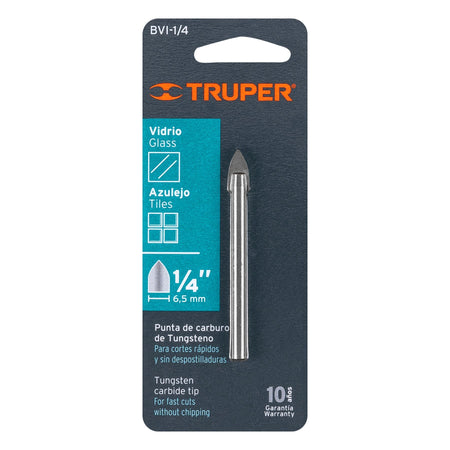 Broca para vidrio y azulejo de Truper 1/4"