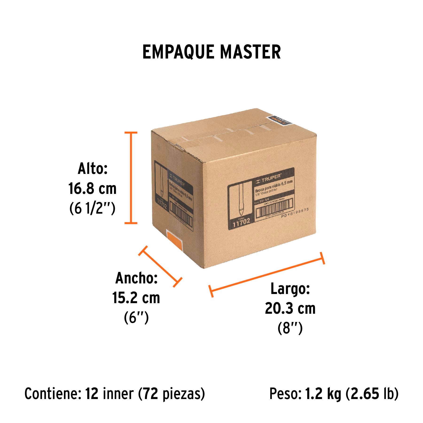 Broca para vidrio y azulejo de Truper 1/4"