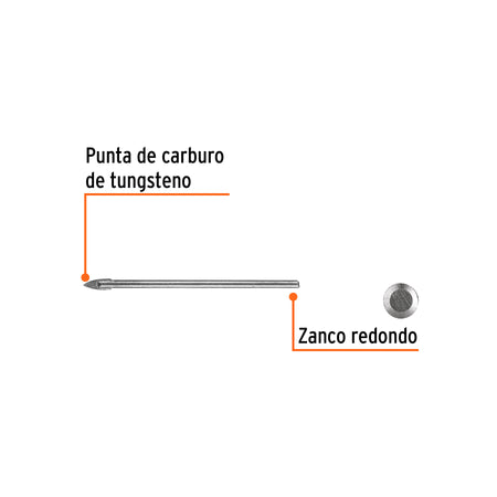 Broca para vidrio y azulejo de Truper 1/8"