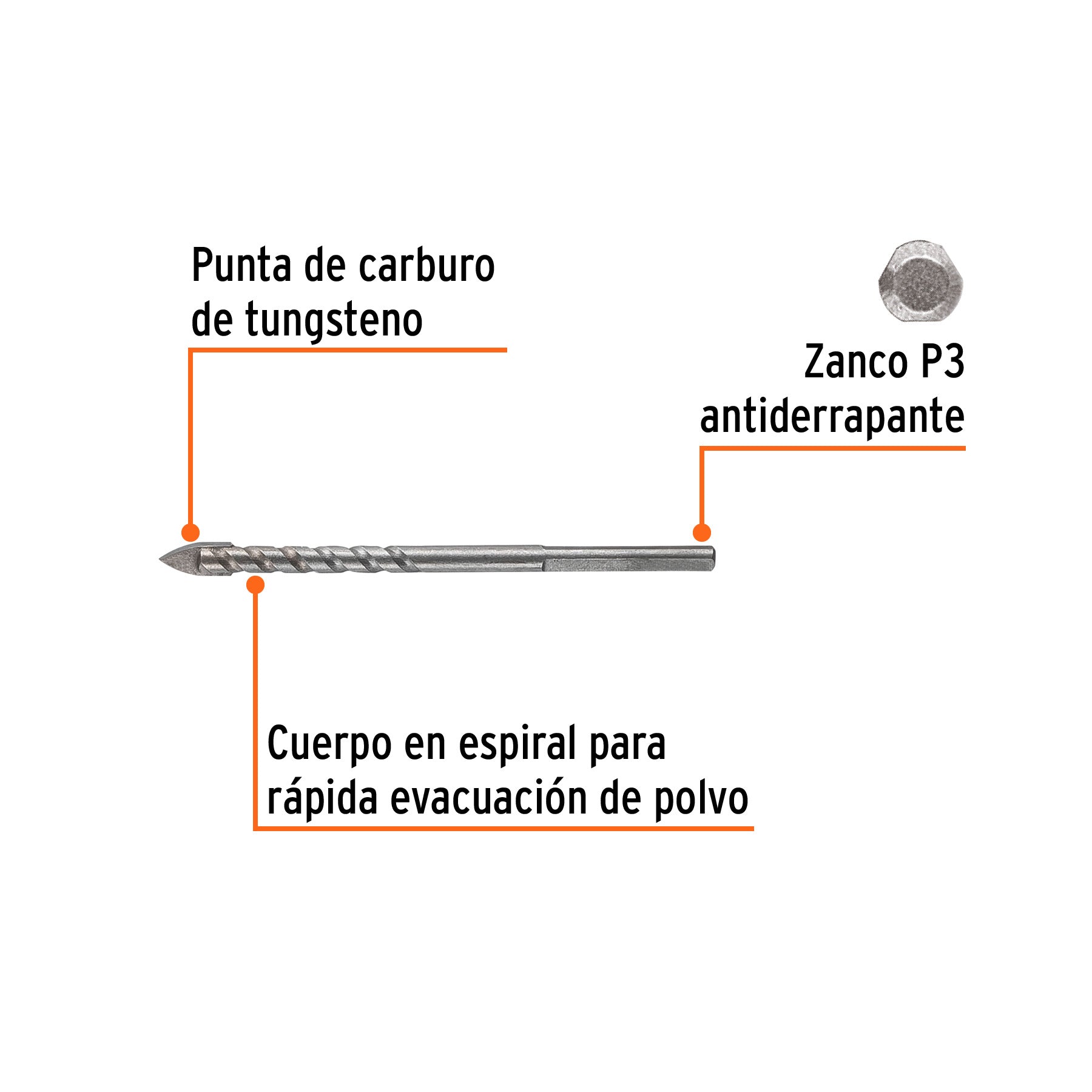 Broca para vidrio y azulejo Truper Expert 3/16"