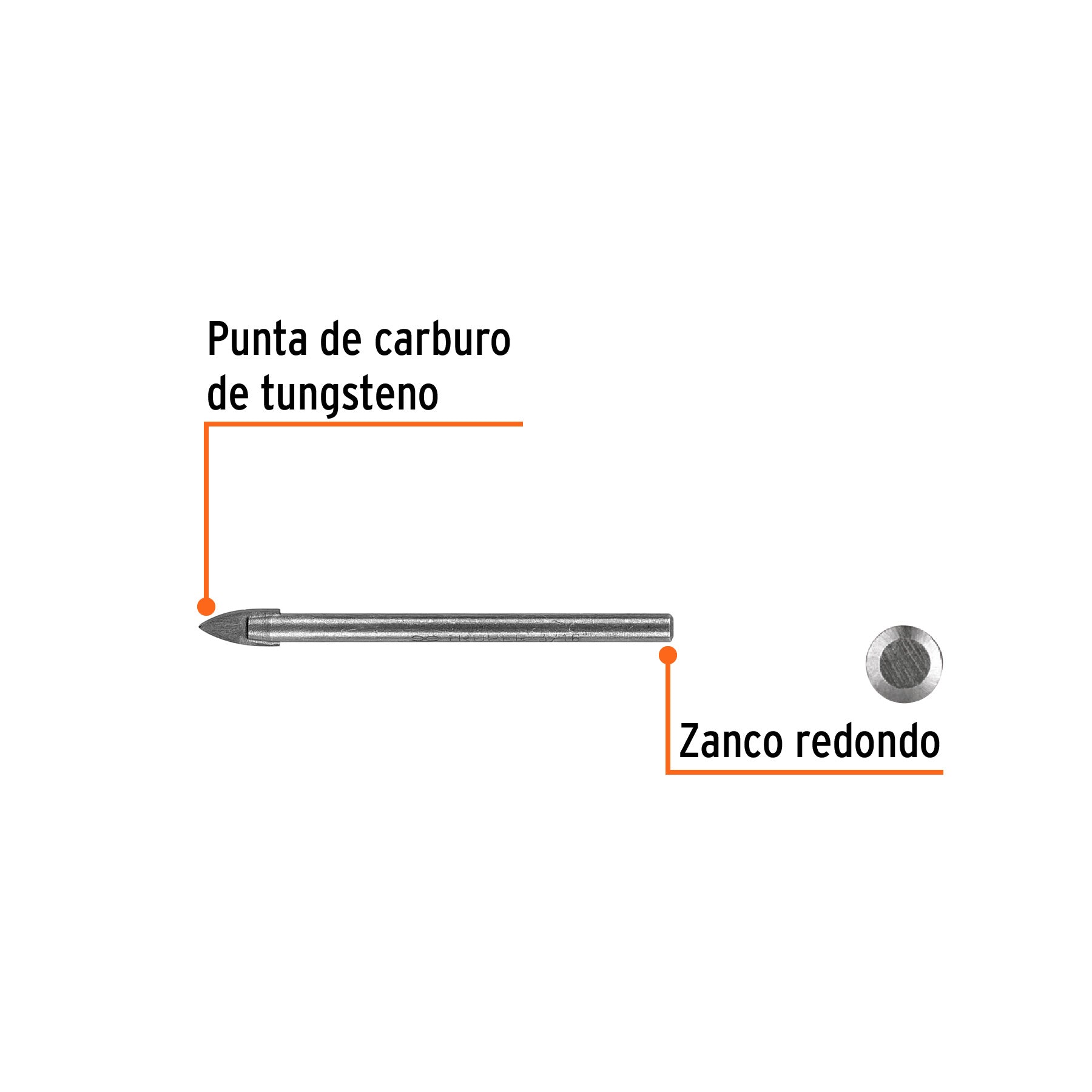 Broca para vidrio y azulejo de Truper 3/16"