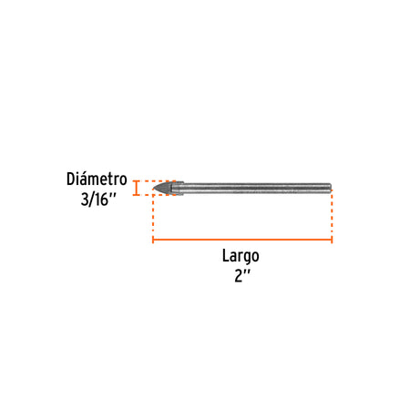 Broca para vidrio y azulejo de Truper 3/16"