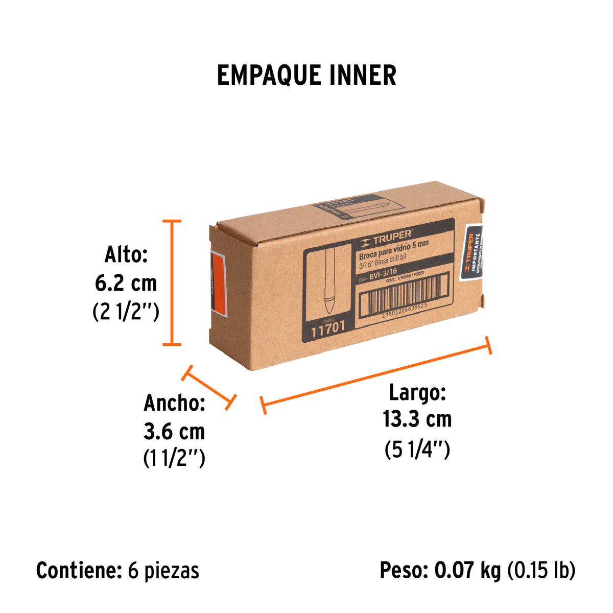 Broca para vidrio y azulejo de Truper 3/16"