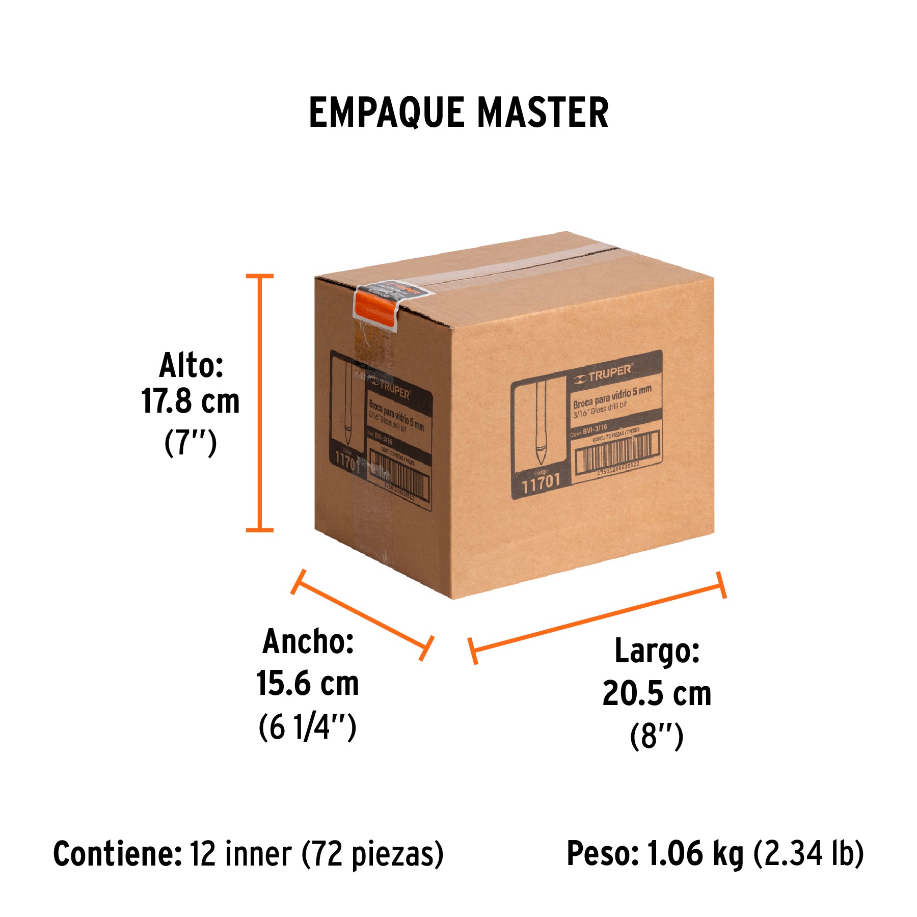 Broca para vidrio y azulejo de Truper 3/16"