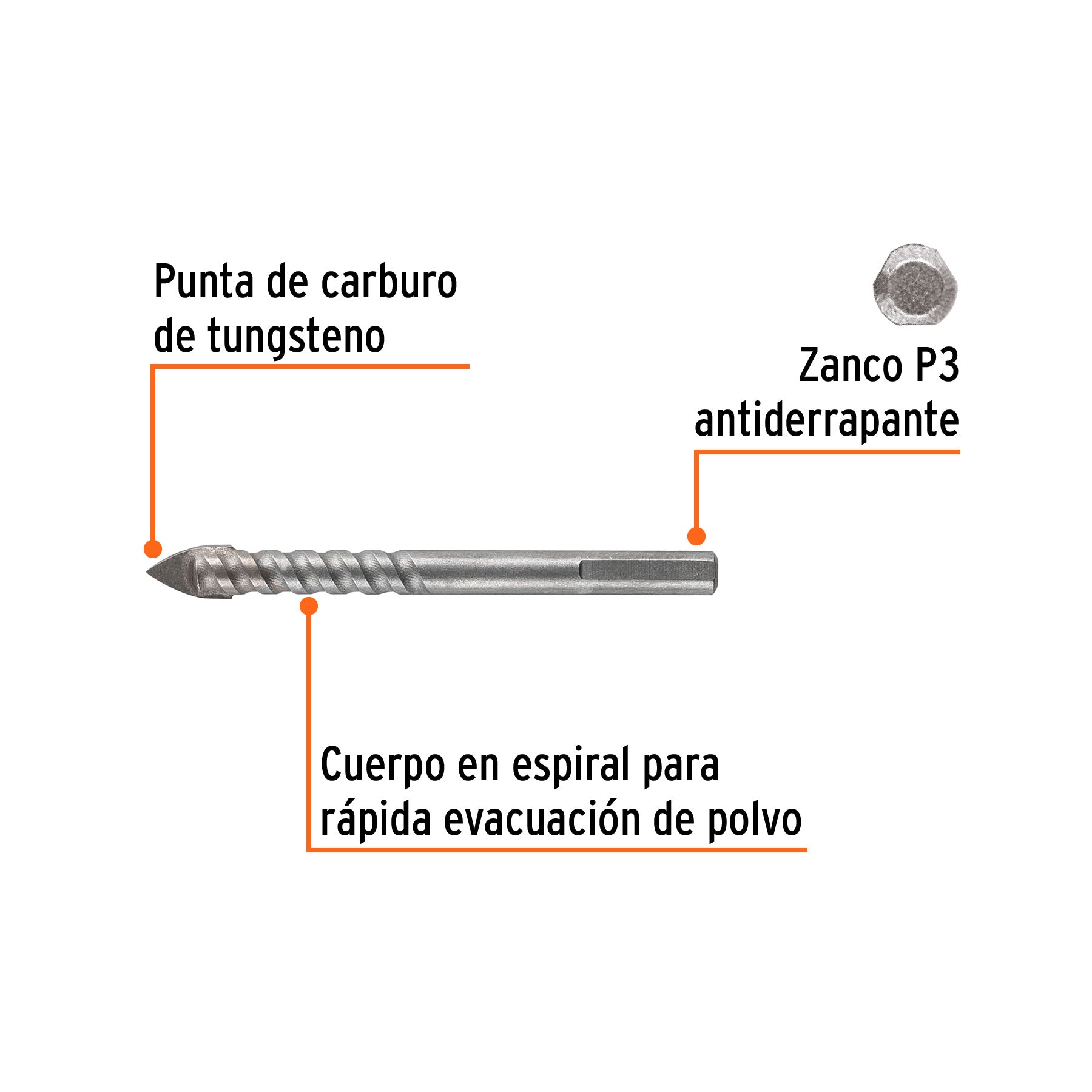 Broca para vidrio y azulejo Truper Expert 3/8"