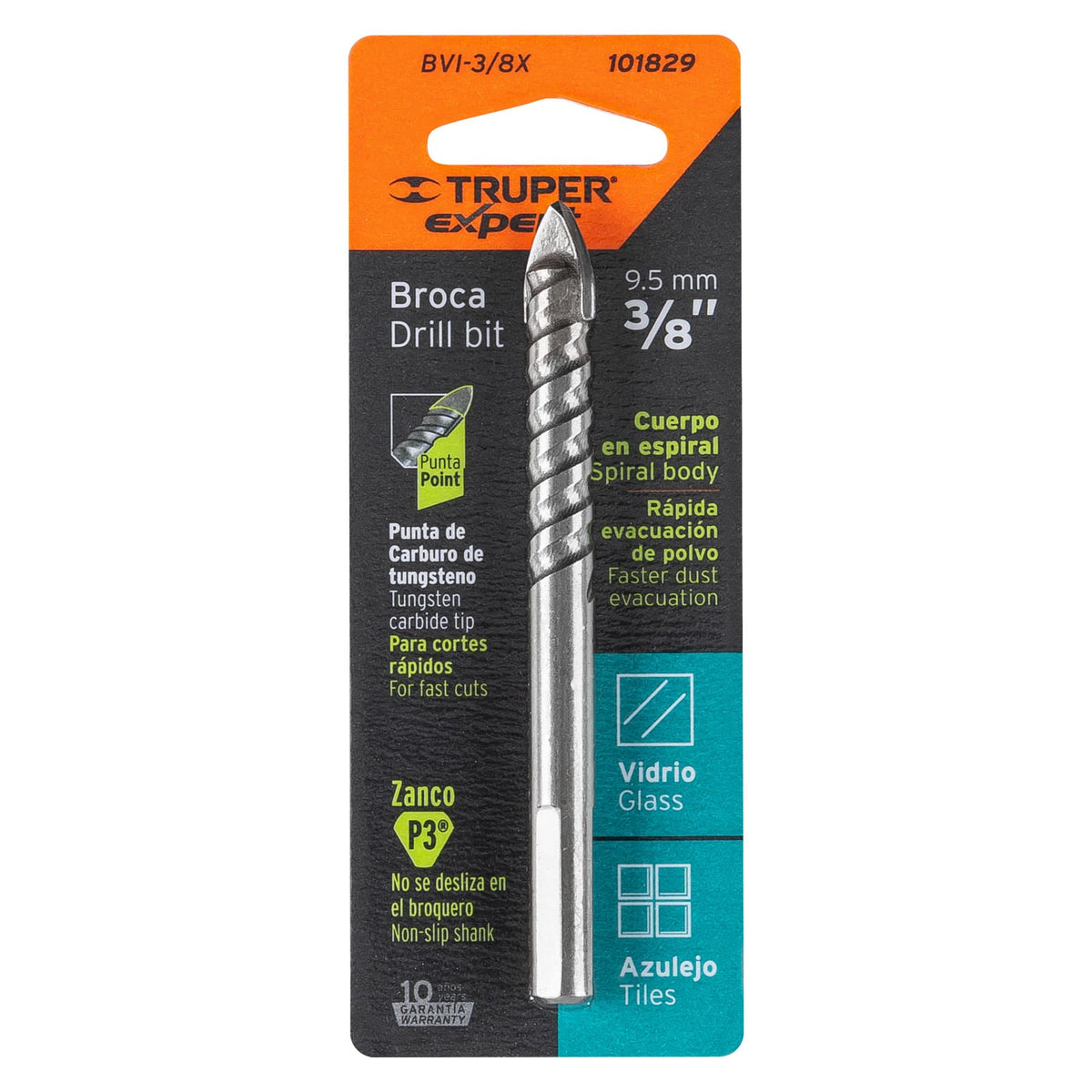 Broca para vidrio y azulejo Truper Expert 3/8"