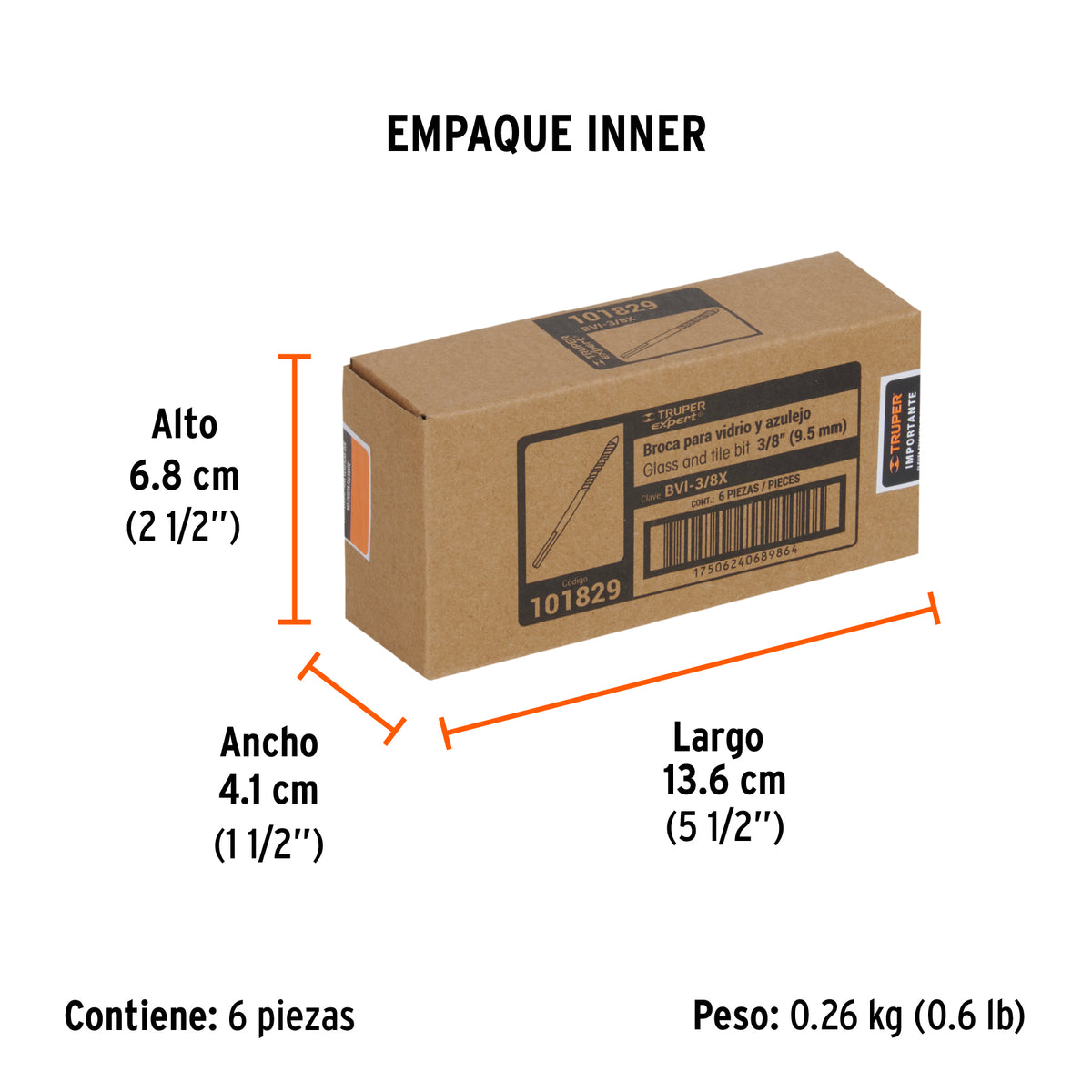 Broca para vidrio y azulejo Truper Expert 3/8"