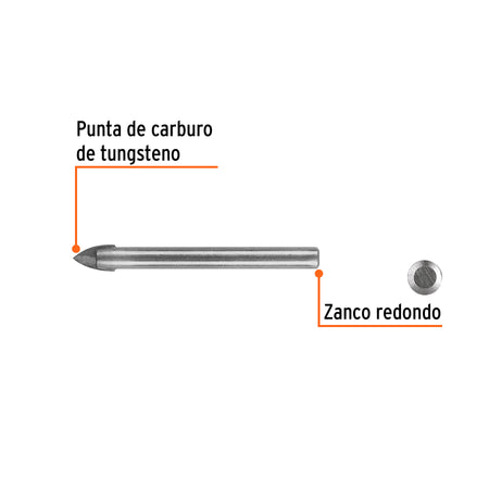 Broca para vidrio y azulejo de Truper 3/8"