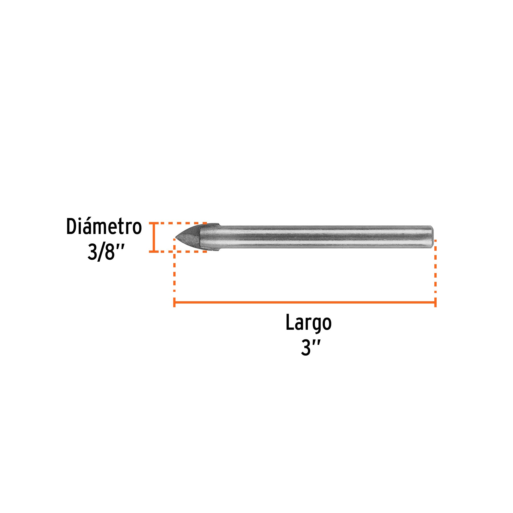 Broca para vidrio y azulejo de Truper 3/8"