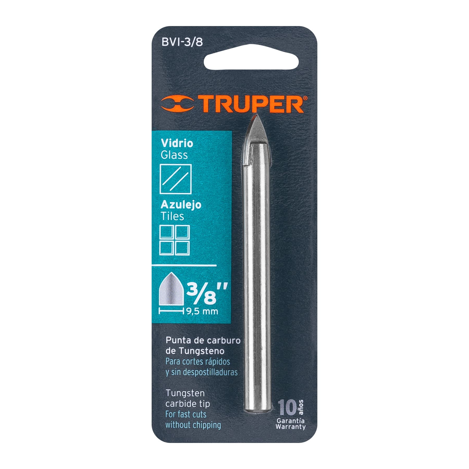 Broca para vidrio y azulejo de Truper 3/8"