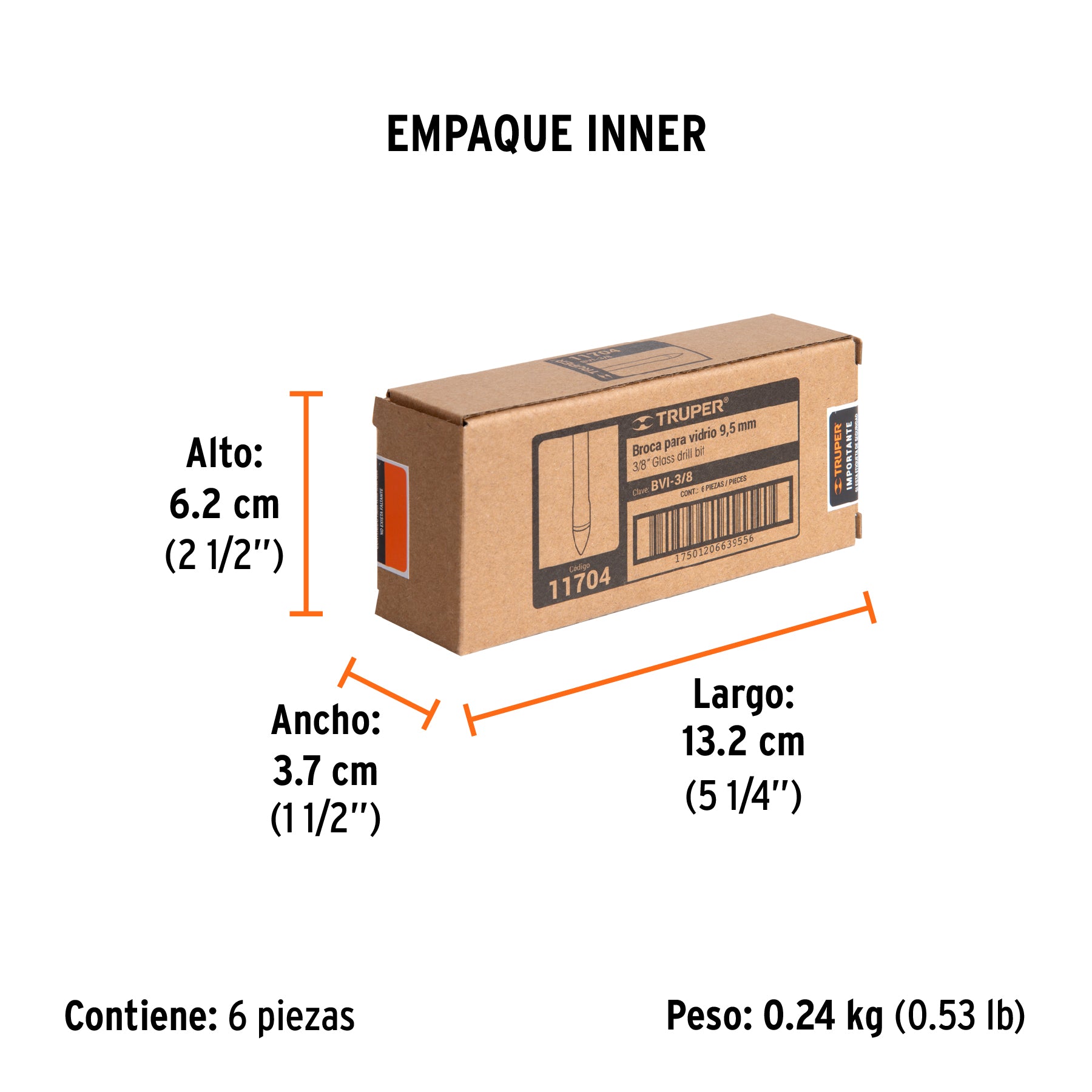 Broca para vidrio y azulejo de Truper 3/8"