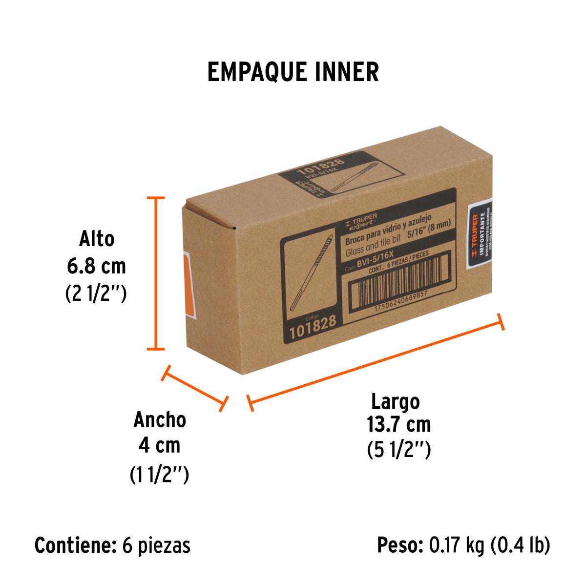 Broca para vidrio y azulejo Truper Expert 5/16"