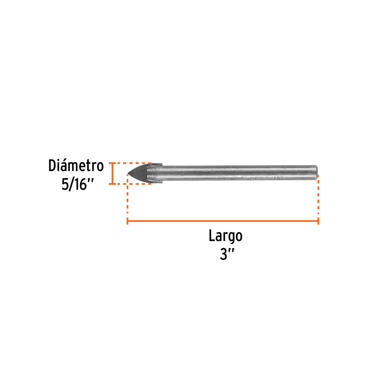 Broca para vidrio y azulejo de Truper 5/16"
