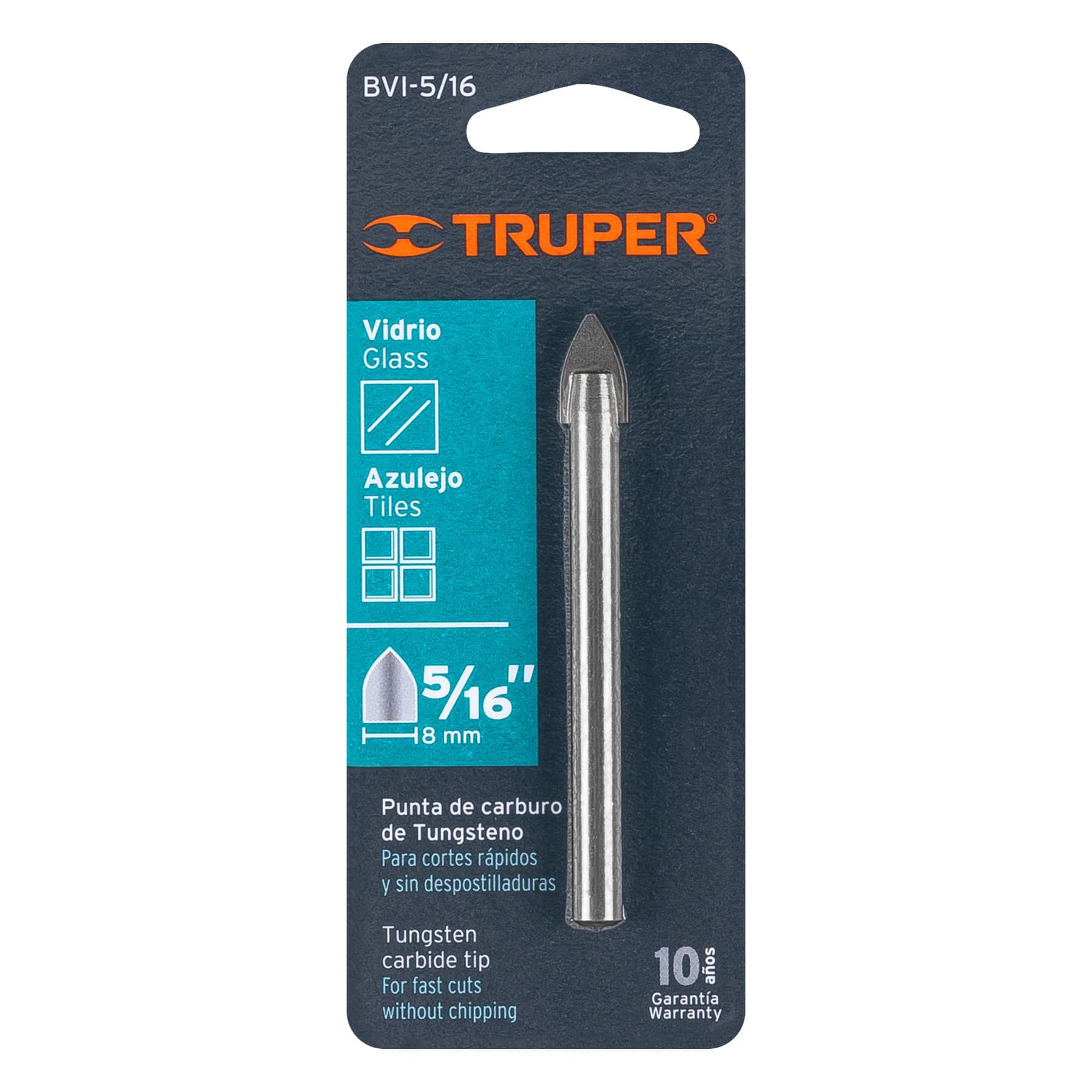 Broca para vidrio y azulejo de Truper 5/16"