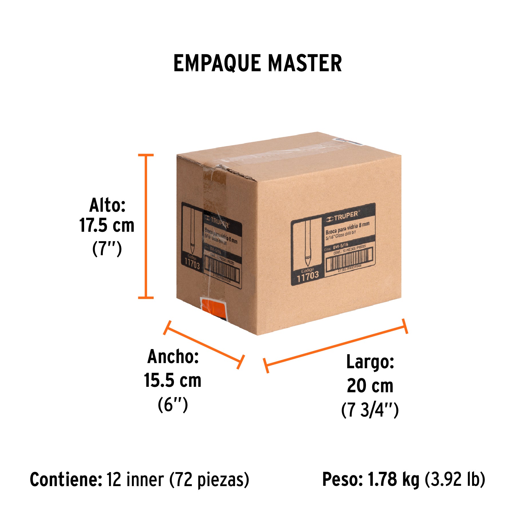 Broca para vidrio y azulejo de Truper 5/16"