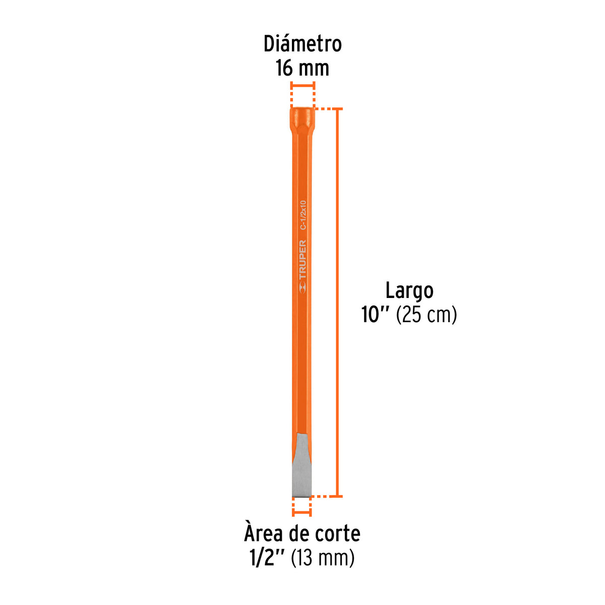 Cincel de corte frío de 1/2 X 10', Truper 2 X 10'