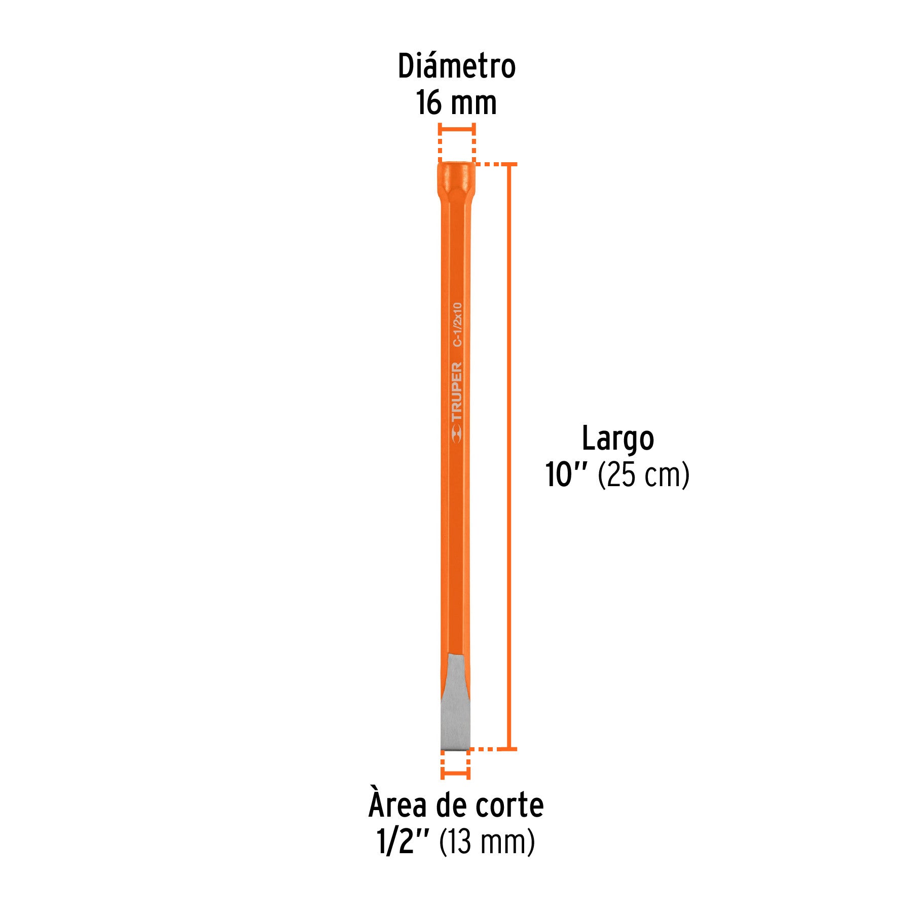 Cincel de corte frío de 1/2 X 10', Truper 2 X 10'