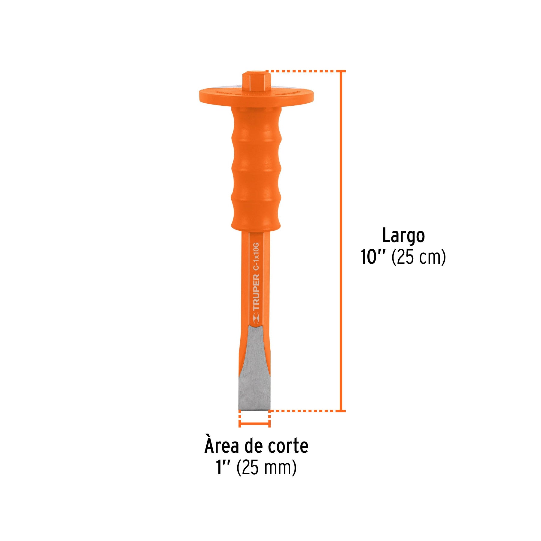 Cincel de corte frío 1 x 10' con grip, Truper 1 x 10'