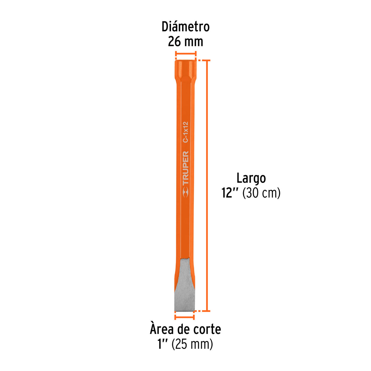 Cincel de corte frío de 1 X 12', Truper
