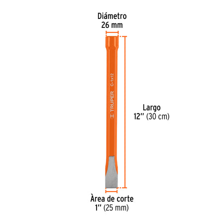 Cincel de corte frío de 1 X 12', Truper