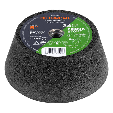 Copa desbaste de piedra 5' grano 24, eje M14, Truper