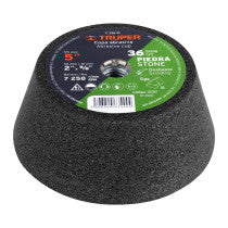 Copa desbaste de piedra grano 36 eje 5/8-11 Truper 5"