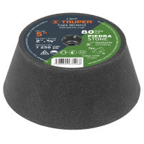Copa desbaste de piedra grano 80 eje 5/8-11 Truper 5"