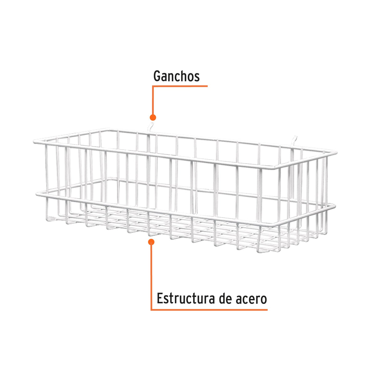 Canastilla de acero 42 x 12 x 21 cm Truper 12 x 21 cm