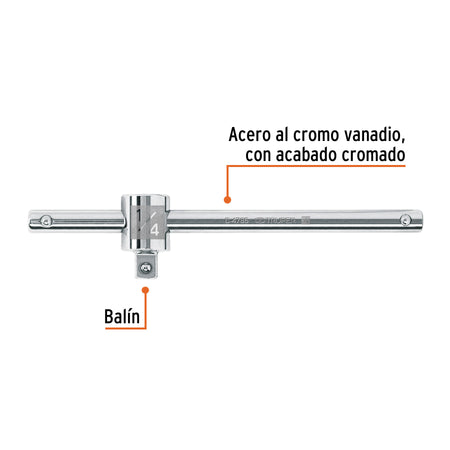 Barra corrediza para dados cuadro 1/4', Truper 1/4'