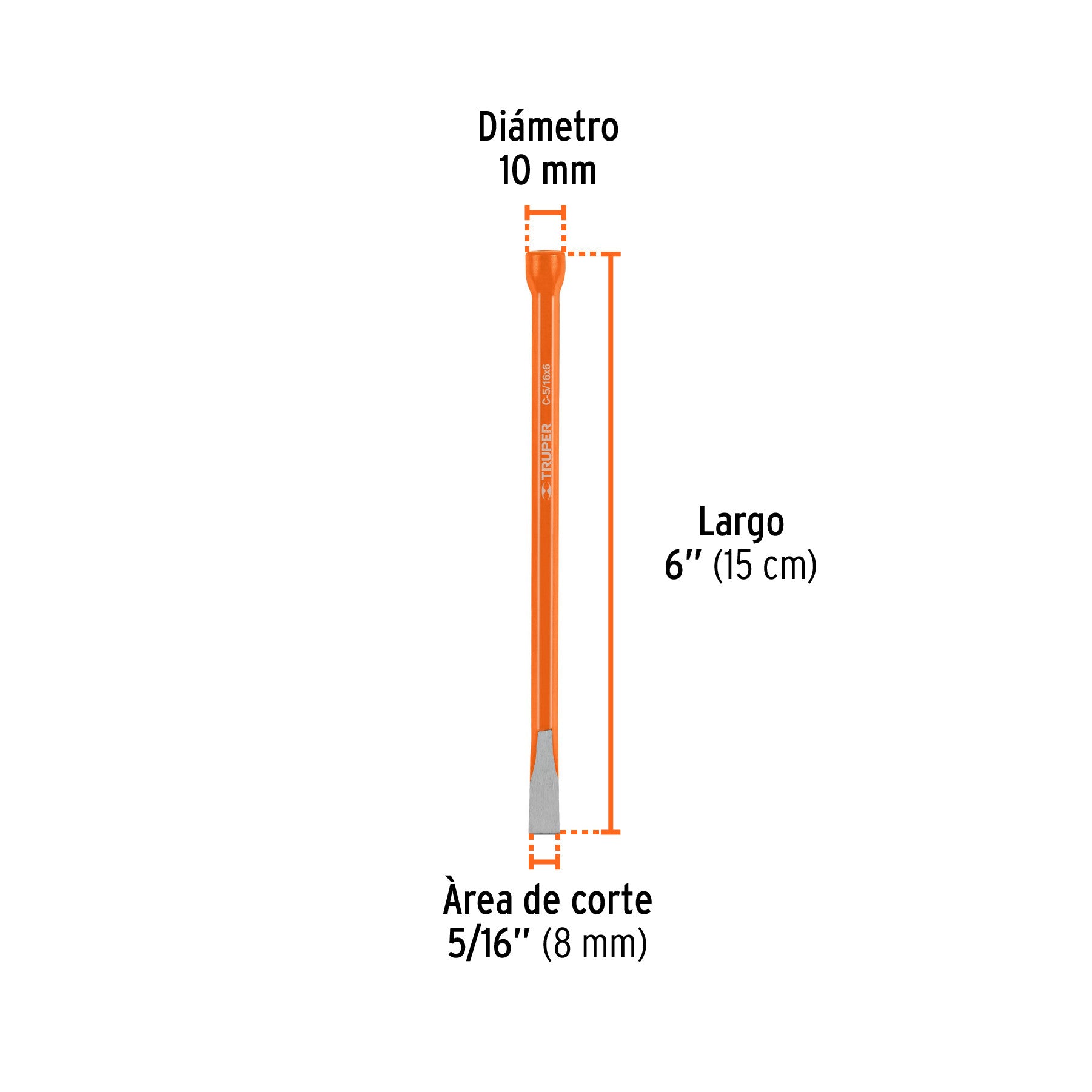 Cincel de corte frío de 5/16 X 6', Truper 16 X 6'