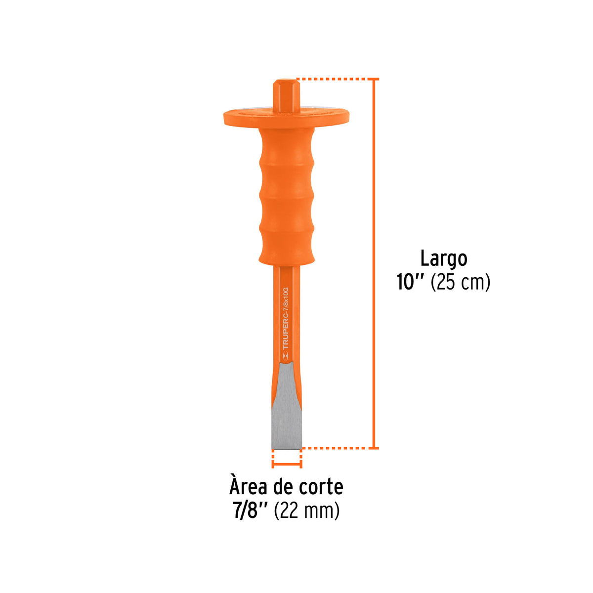 Cincel de corte frío 7/8 x 10' con grip, Truper 8 x 10'