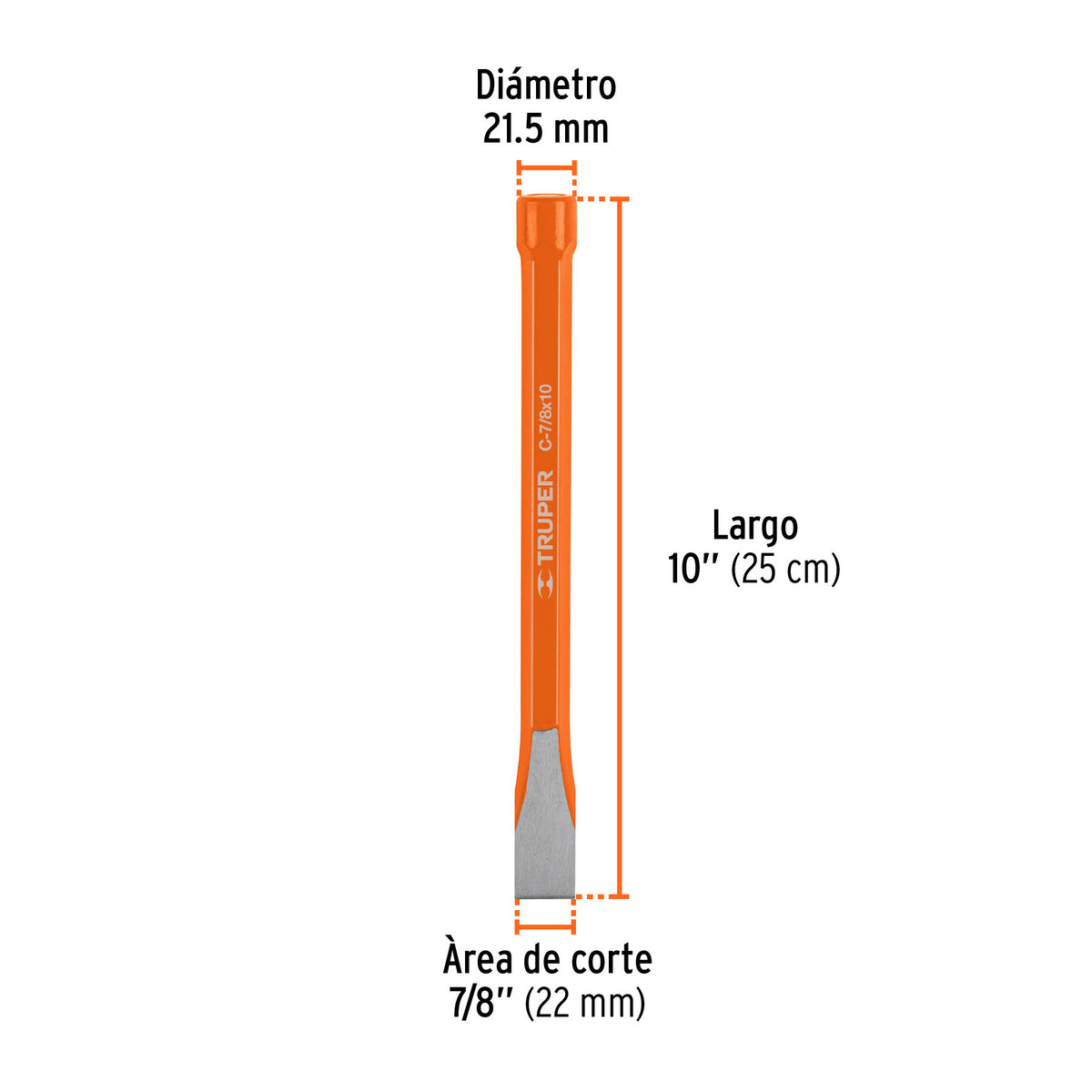 Cincel de corte frío de 7/8 X 10', Truper 8 X 10'