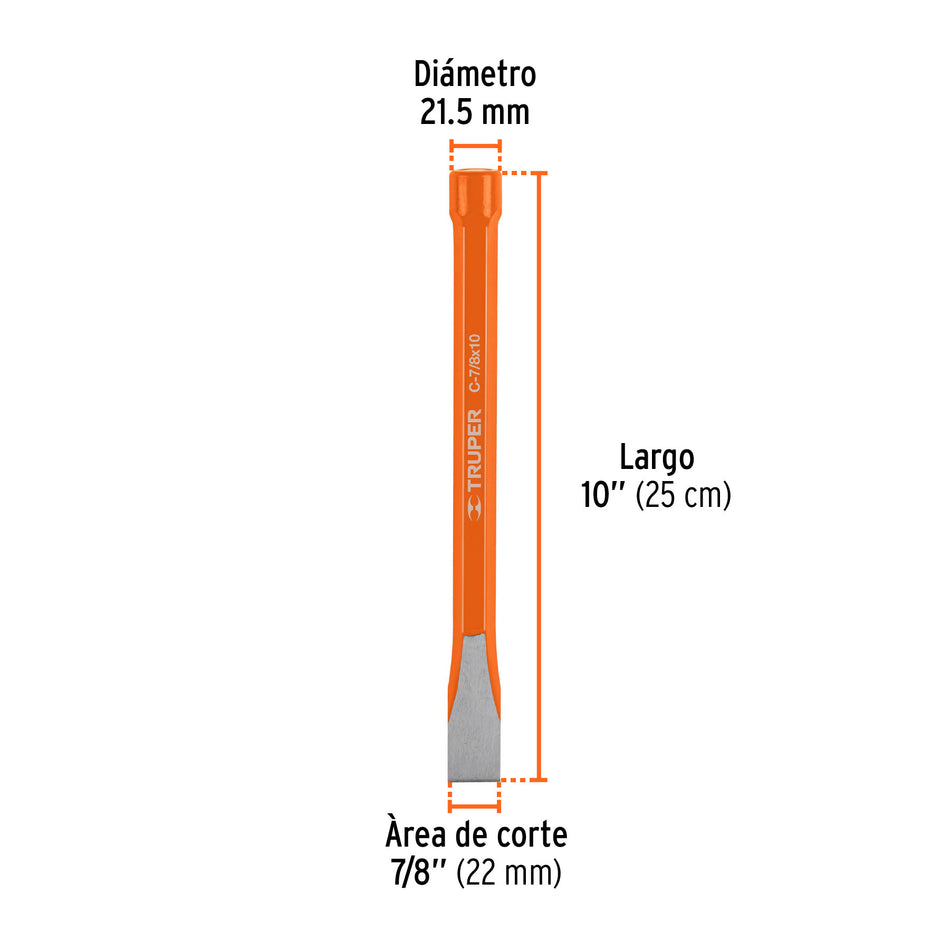 Cincel de corte frío de 7/8 X 10', Truper 8 X 10'