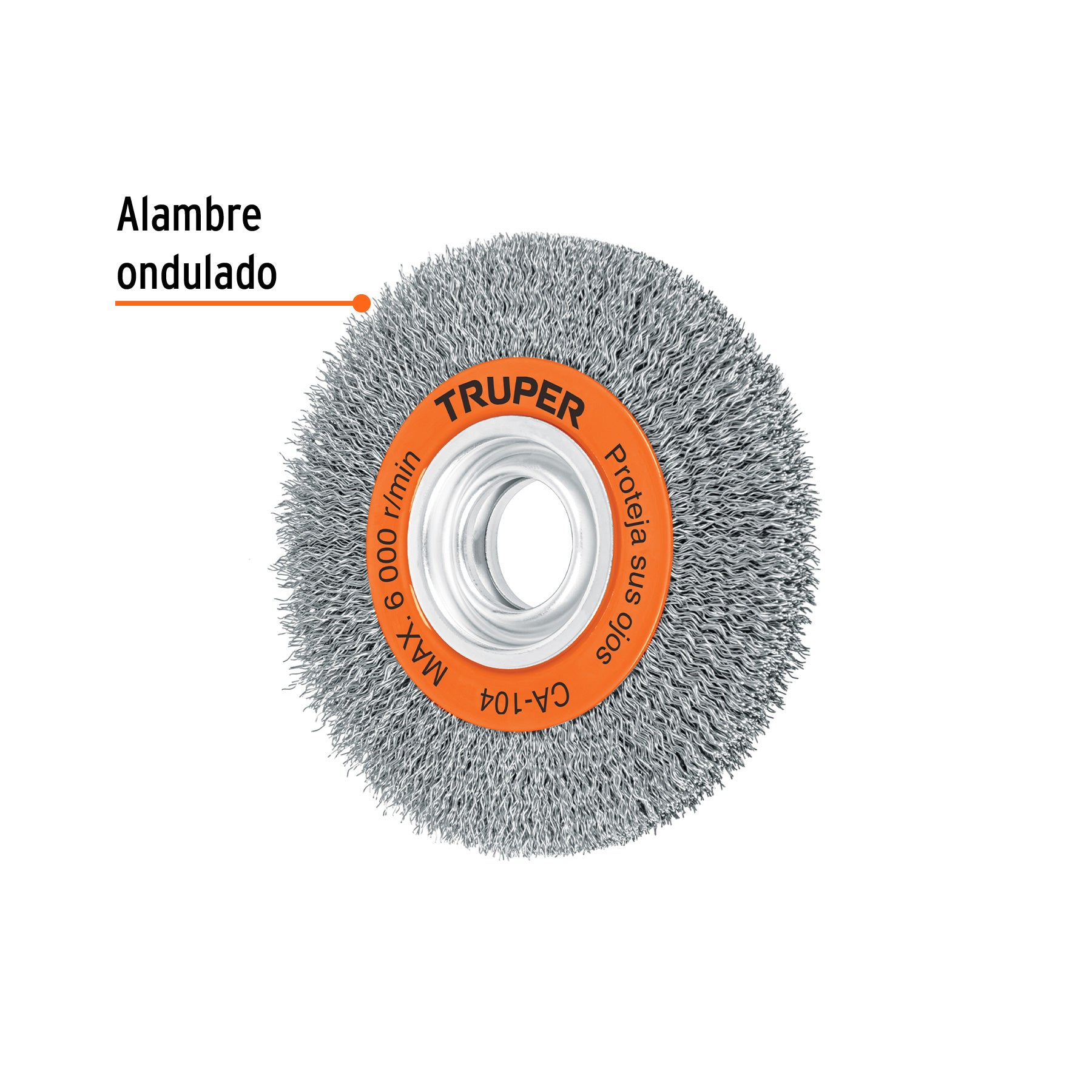 Carda alambre ondulado 6' x 3/4' para esmeril, Truper