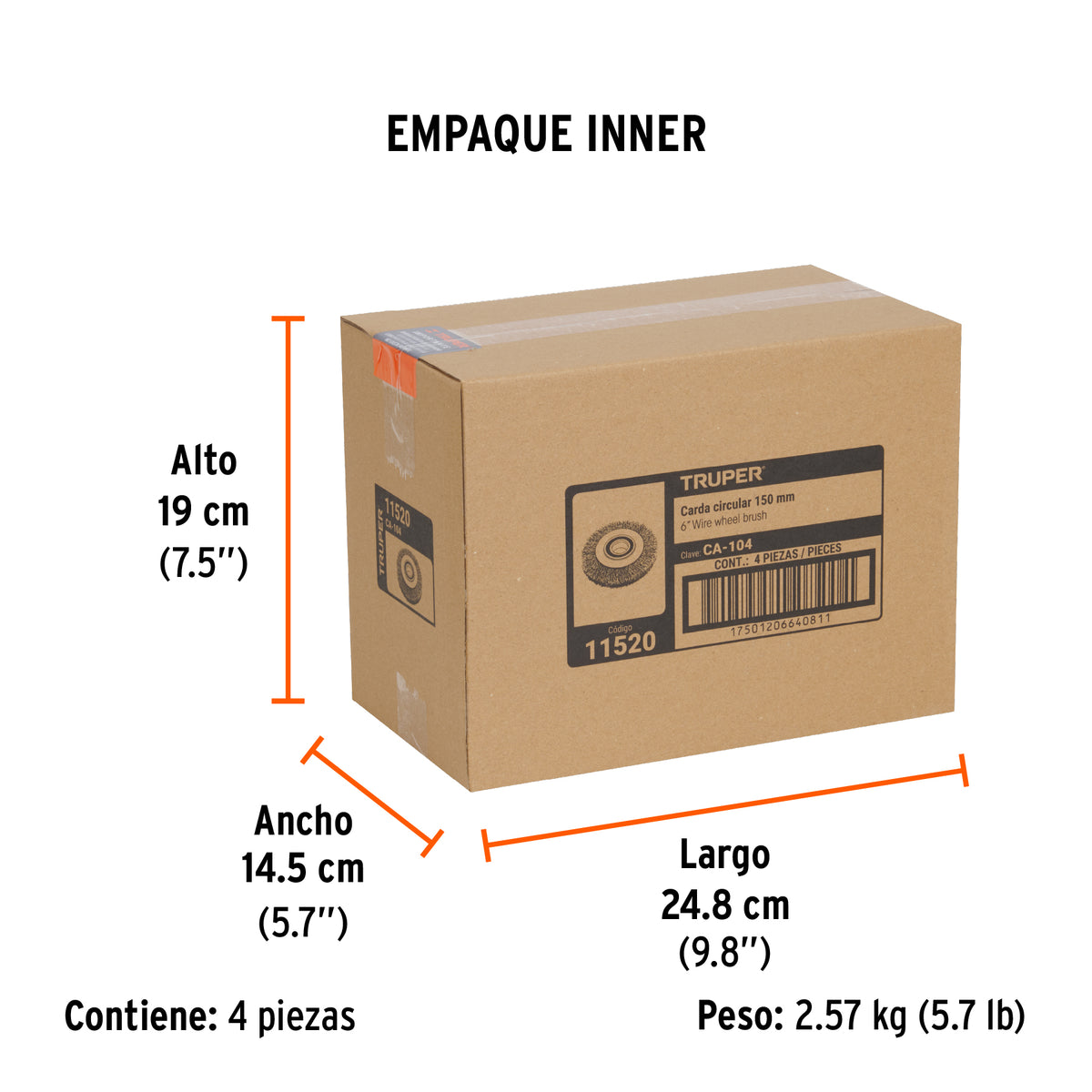 Carda alambre ondulado 6' x 3/4' para esmeril, Truper